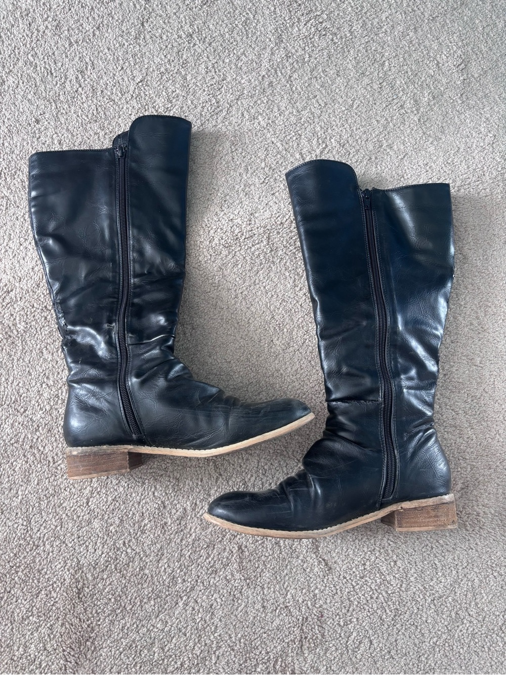 Diba Black Leather Zip Boots